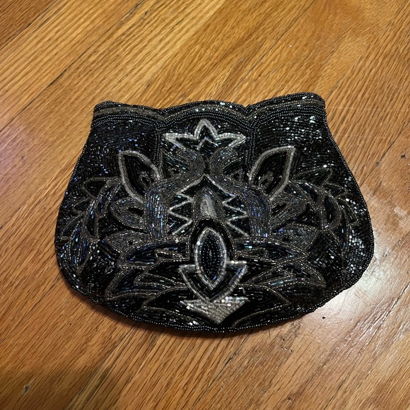 Vintage beaded shoulder bag clutch sequin embroidered 80s style - Picture 2 of 6